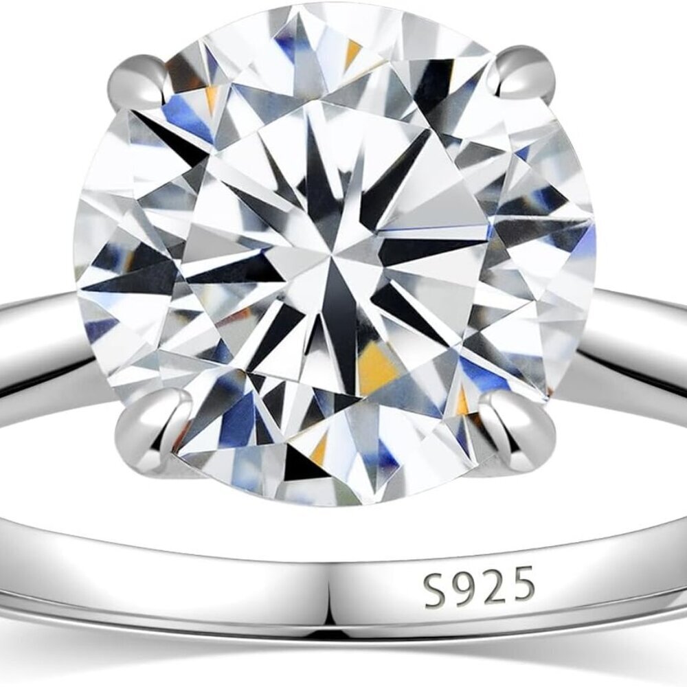 Moissanite Engagement Ring Sterling Silver 18K Gold Plated 1.5ct Anniversary